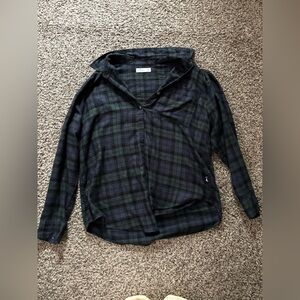 Hollister Navy and Green Plaid Button Down Shirt